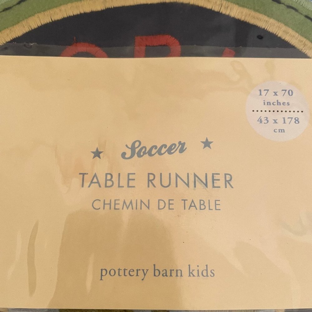 Pottery Barn Kids World Soccer Cotton Table Runner 17" x 70" NEW in PACKAGE - Picture 2 of 4